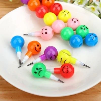 Smiley Pencils - Set of 5 Stackable Lead Changing Pencil - Image 2