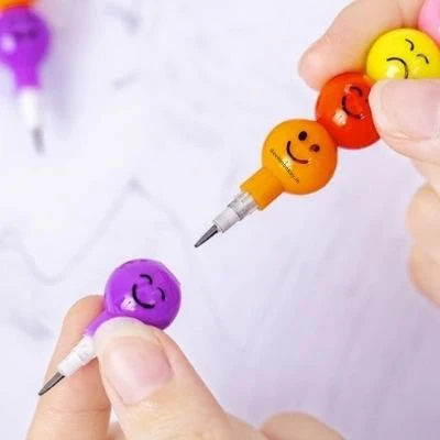 Smiley Pencils - Set of 5 Stackable Lead Changing Pencil - Image 3