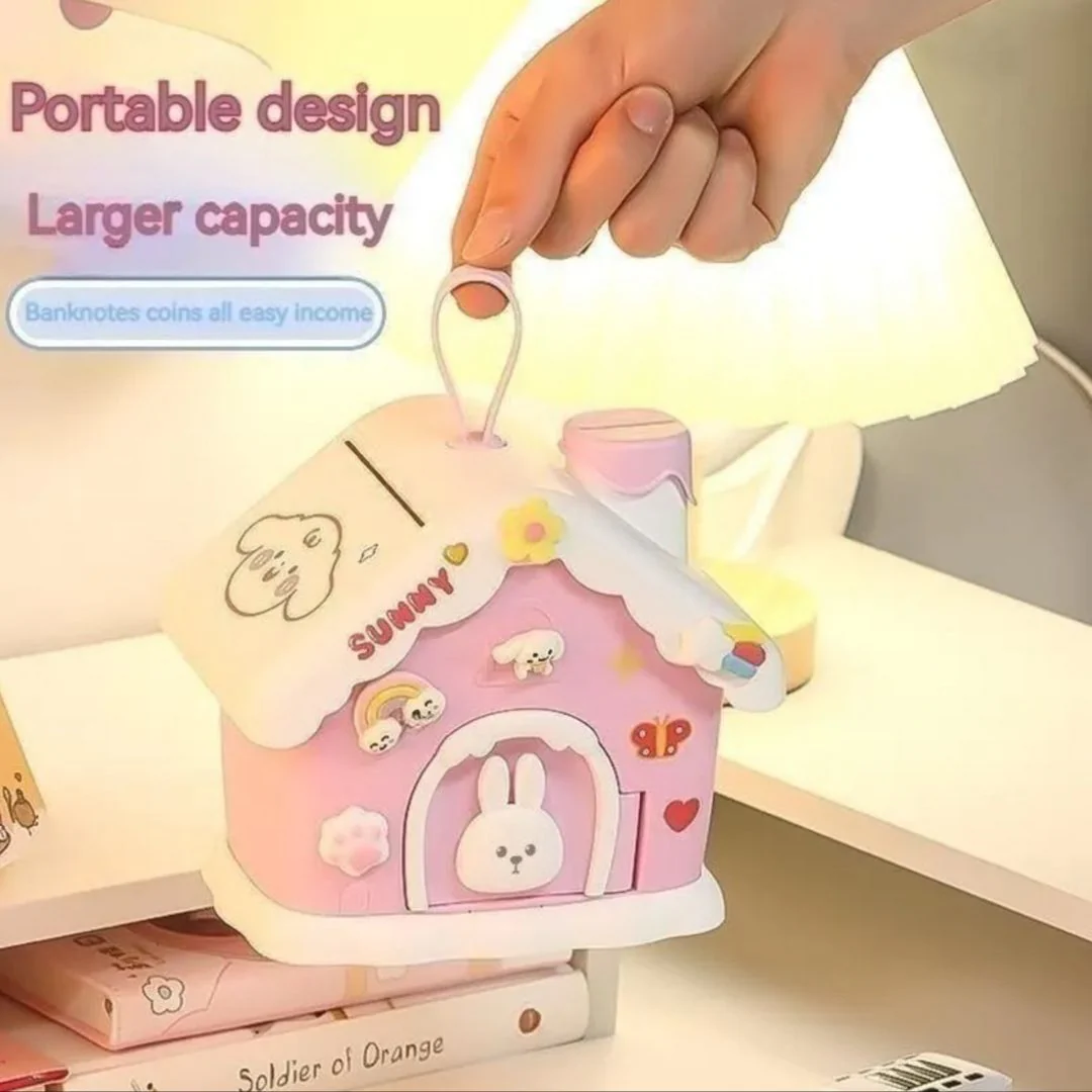 Snow House Money Bank | Cute Coin Bank With Key - Image 4