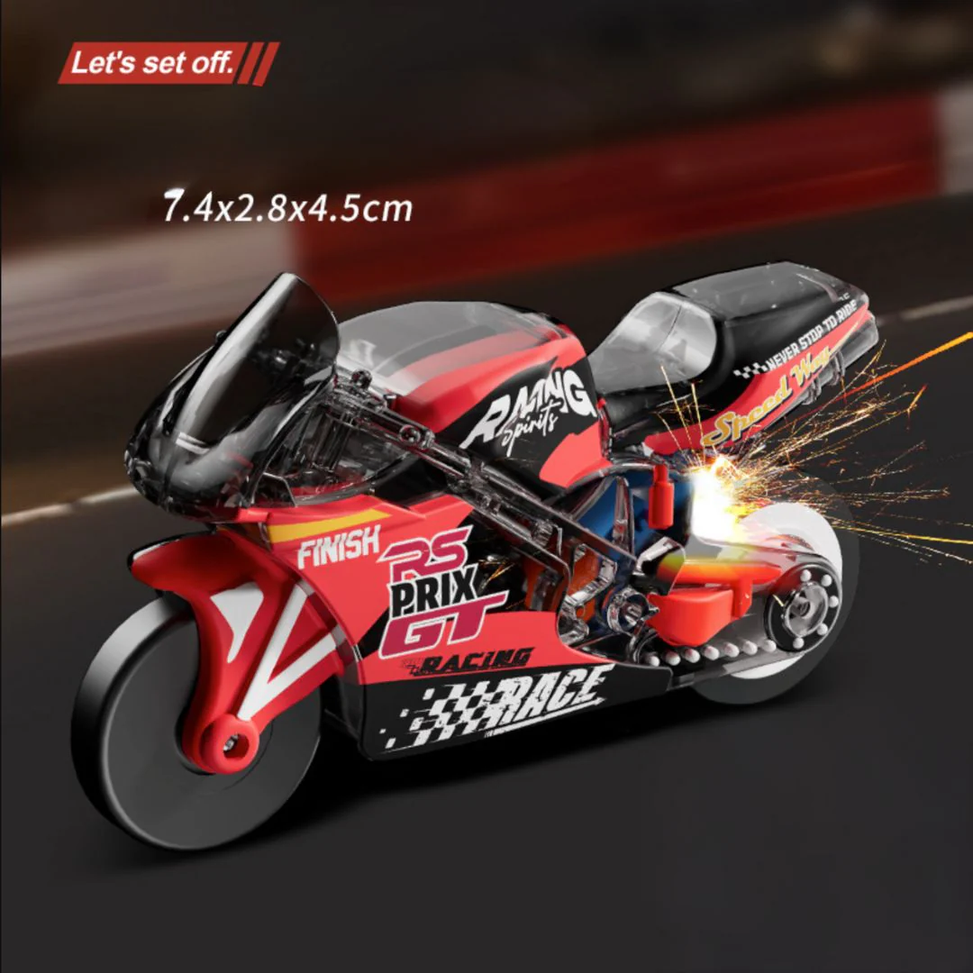 Mini Sparking Stunt Bike Toy – Pull Back, Pop Wheelies &amp; Ignite the Fun! - Image 3