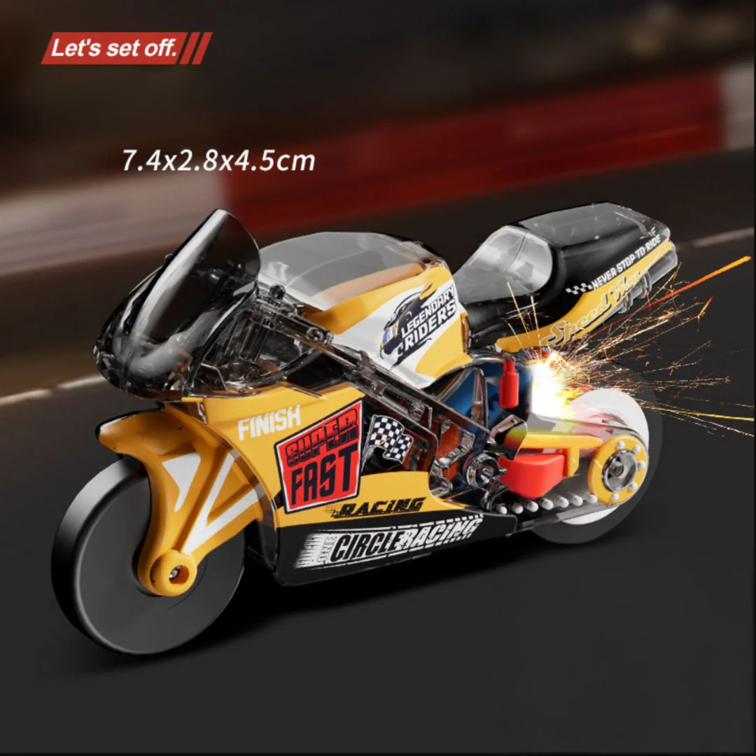 Mini Sparking Stunt Bike Toy – Pull Back, Pop Wheelies &amp; Ignite the Fun! - Image 4