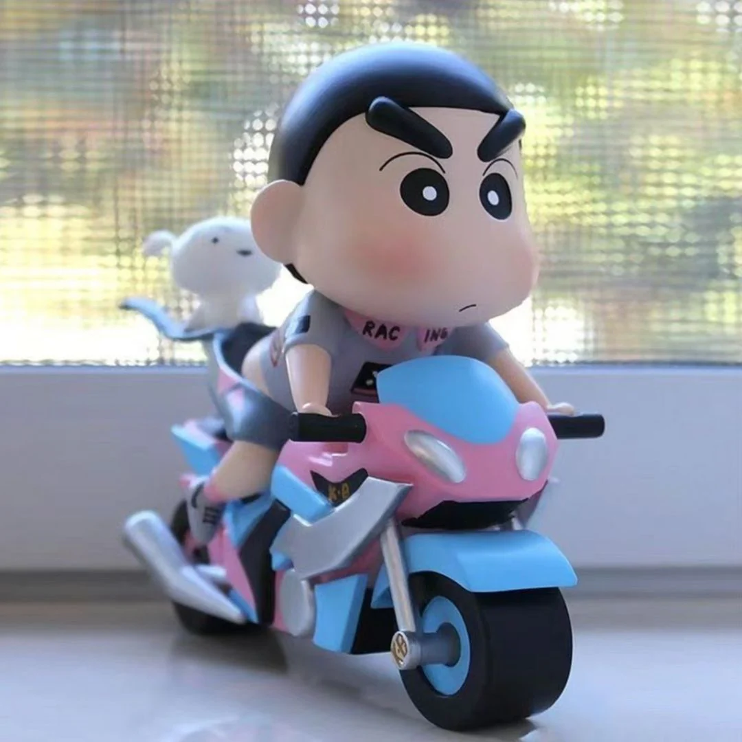Speedy Shinchan on Bike  Figurine – With Shiro Riding Shotgun - Image 2