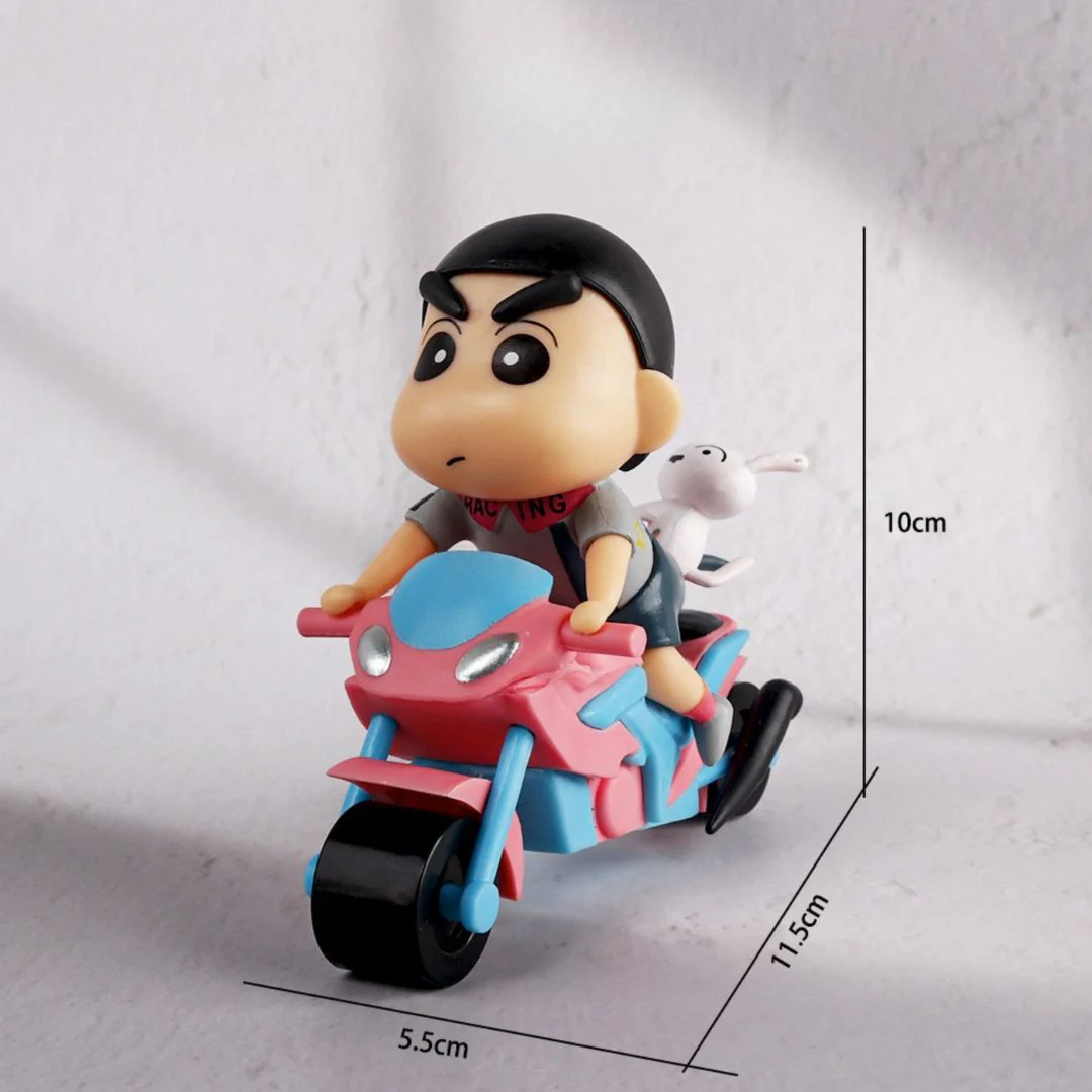 Speedy Shinchan on Bike  Figurine – With Shiro Riding Shotgun - Image 4