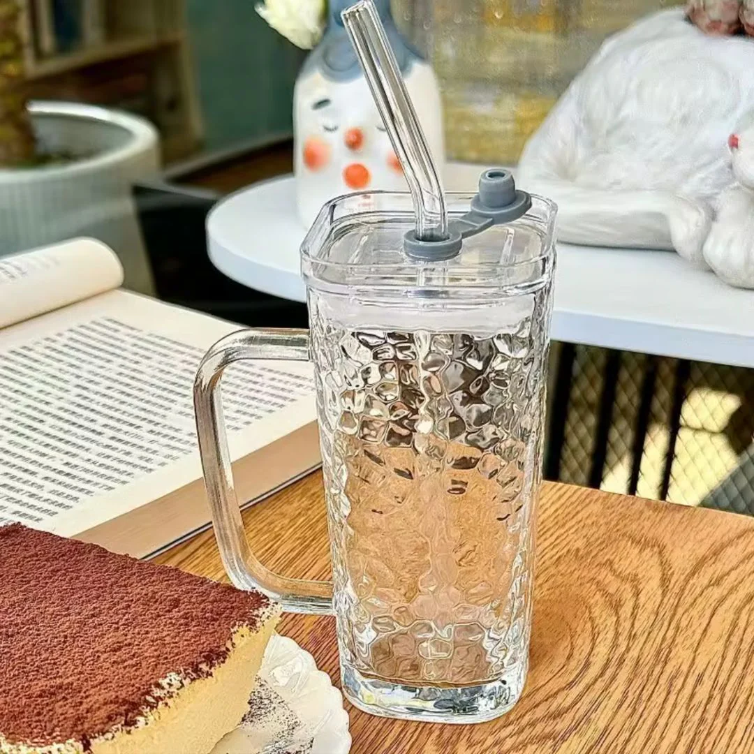 Square Glass Tumbler with Lid and Straw | Heat & Cold Resistant Drinkware - Image 7