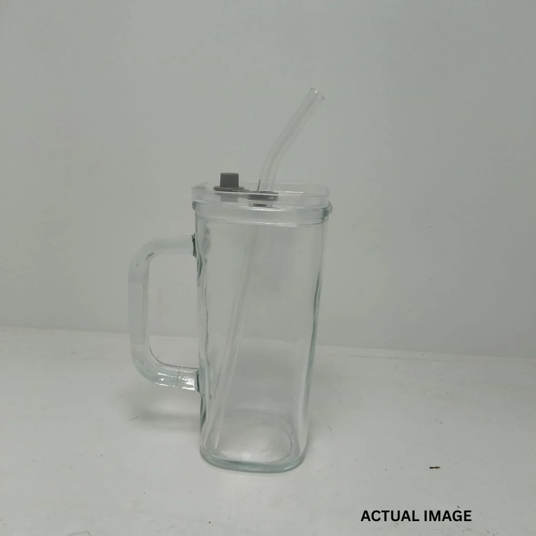 Square Glass Tumbler with Lid and Straw | Heat & Cold Resistant Drinkware - Image 8
