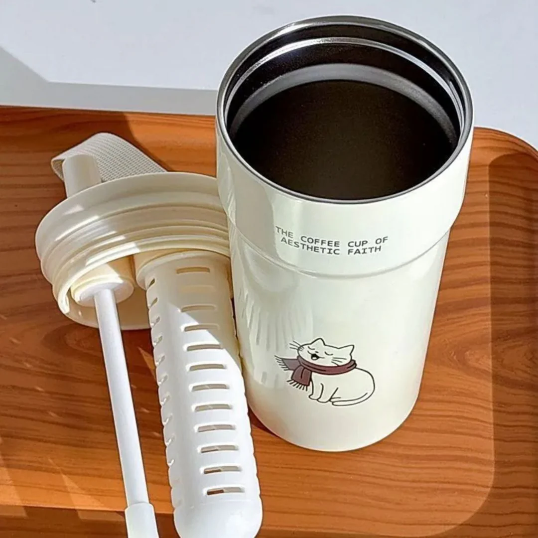 Aesthetic Stainless Steel Travel Mug With Straw - Image 4