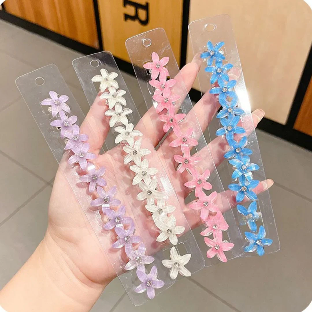 Starry Petal Hair Clips – Set of 10 Floral Mini Hair Pins for Kids - Image 3
