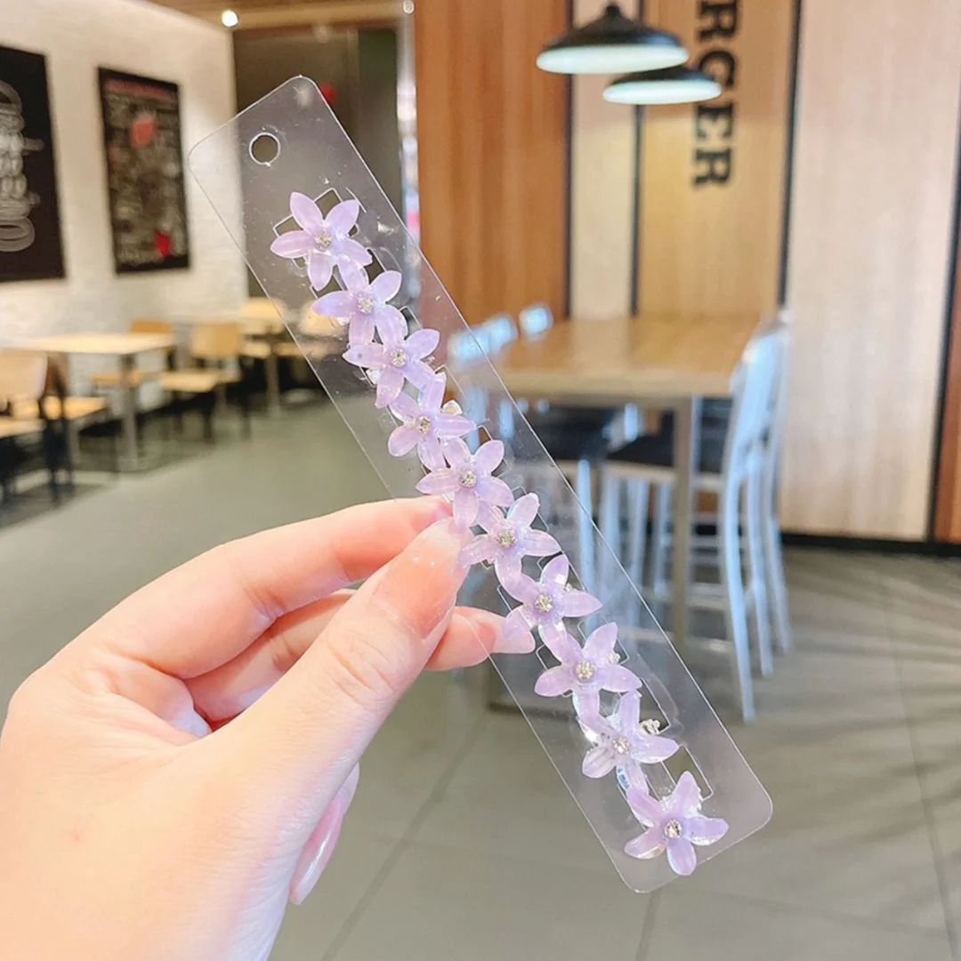 Starry Petal Hair Clips – Set of 10 Floral Mini Hair Pins for Kids - Image 5