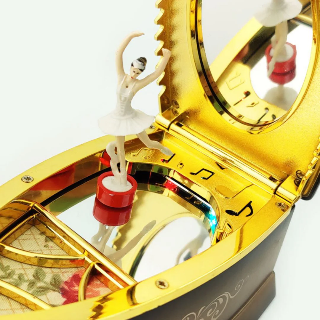 Vintage Steam Iron Music Box with Rotating Ballerina n LED Lights - Image 3