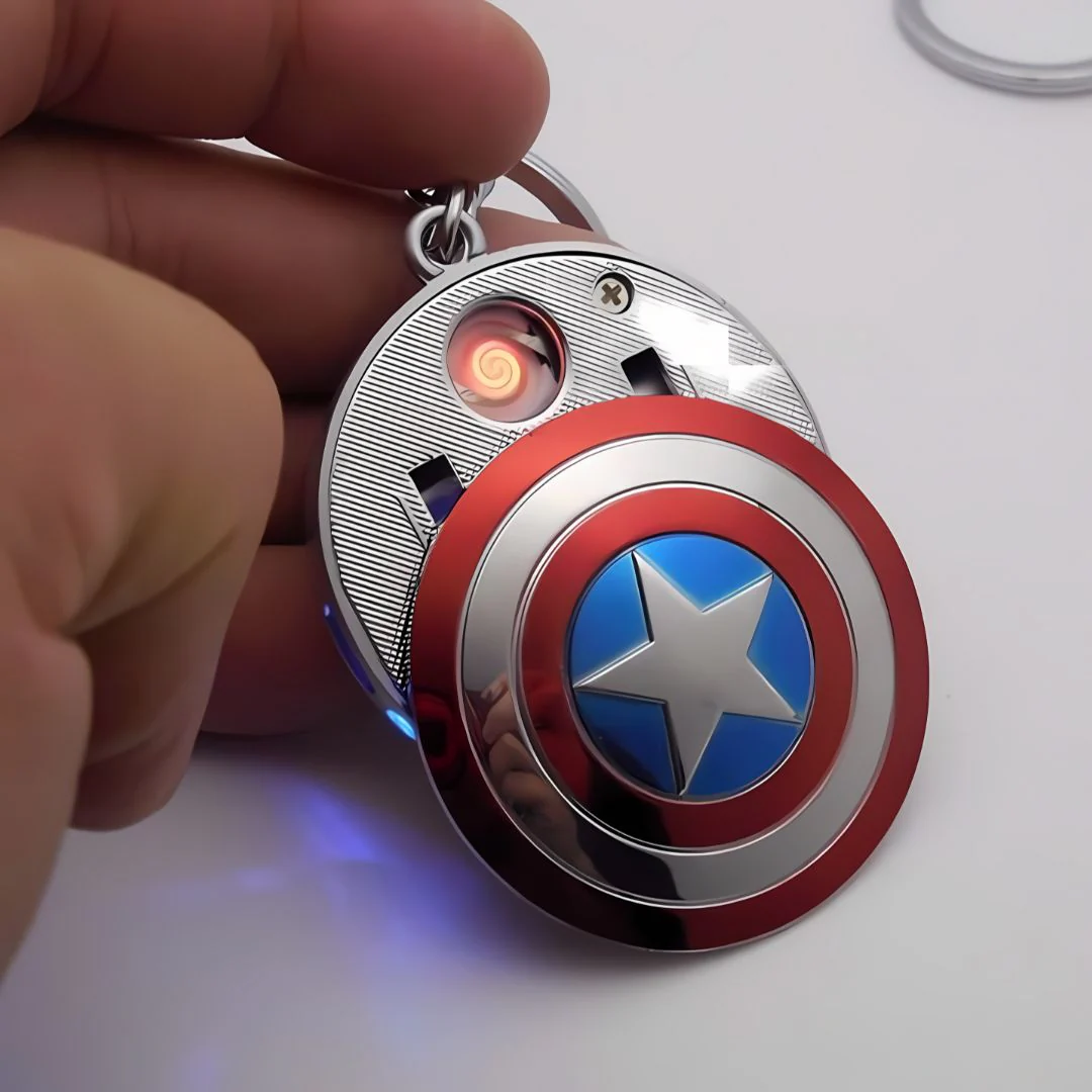 Superhero Shield Electric Lighter | Smokeless USB Rechargeable Keychain for Fans