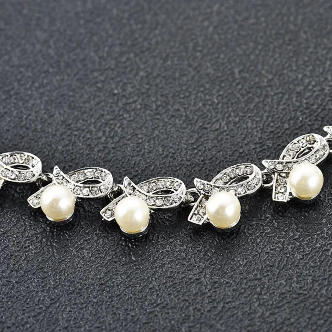 The Twisted Tale Necklace | Alluring Rhinestone and Pearls Set - Image 3