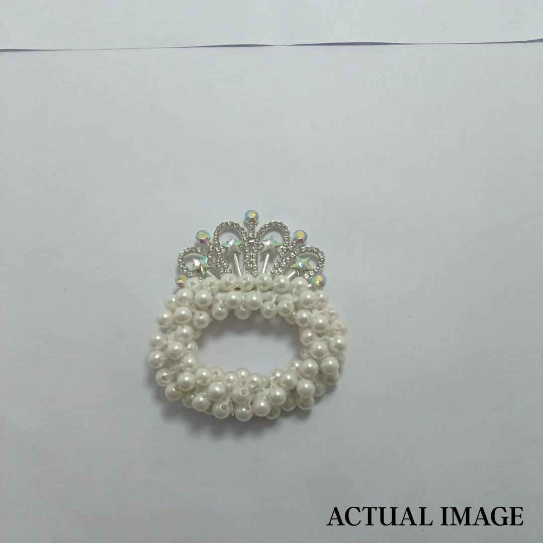 Princess Tiara Pearl Hair Tie – Royal Bun Accessory for Girls - Image 4