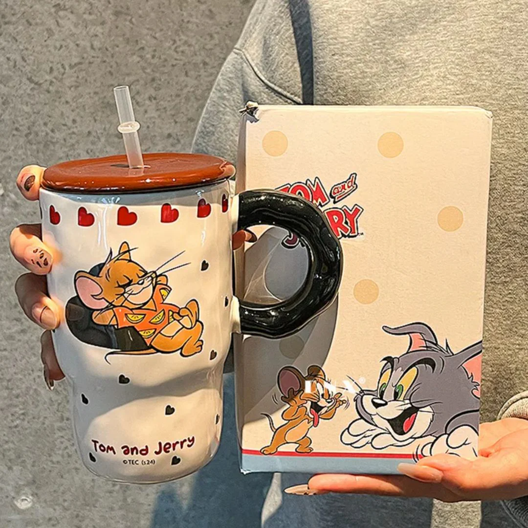 Tom And Jerry Ceramic Mug With Straw - Image 5