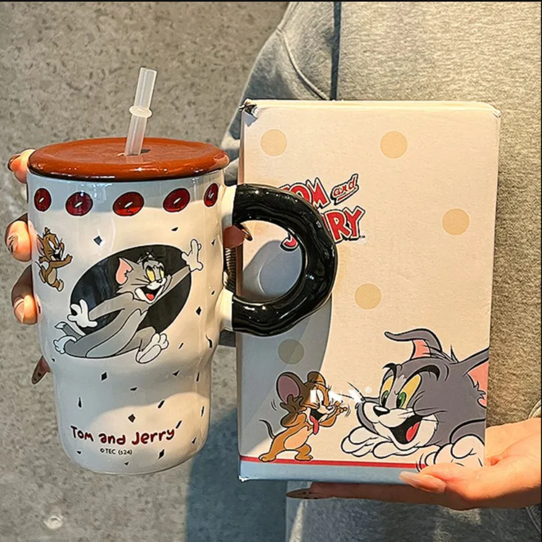 Tom And Jerry Ceramic Mug With Straw - Image 6