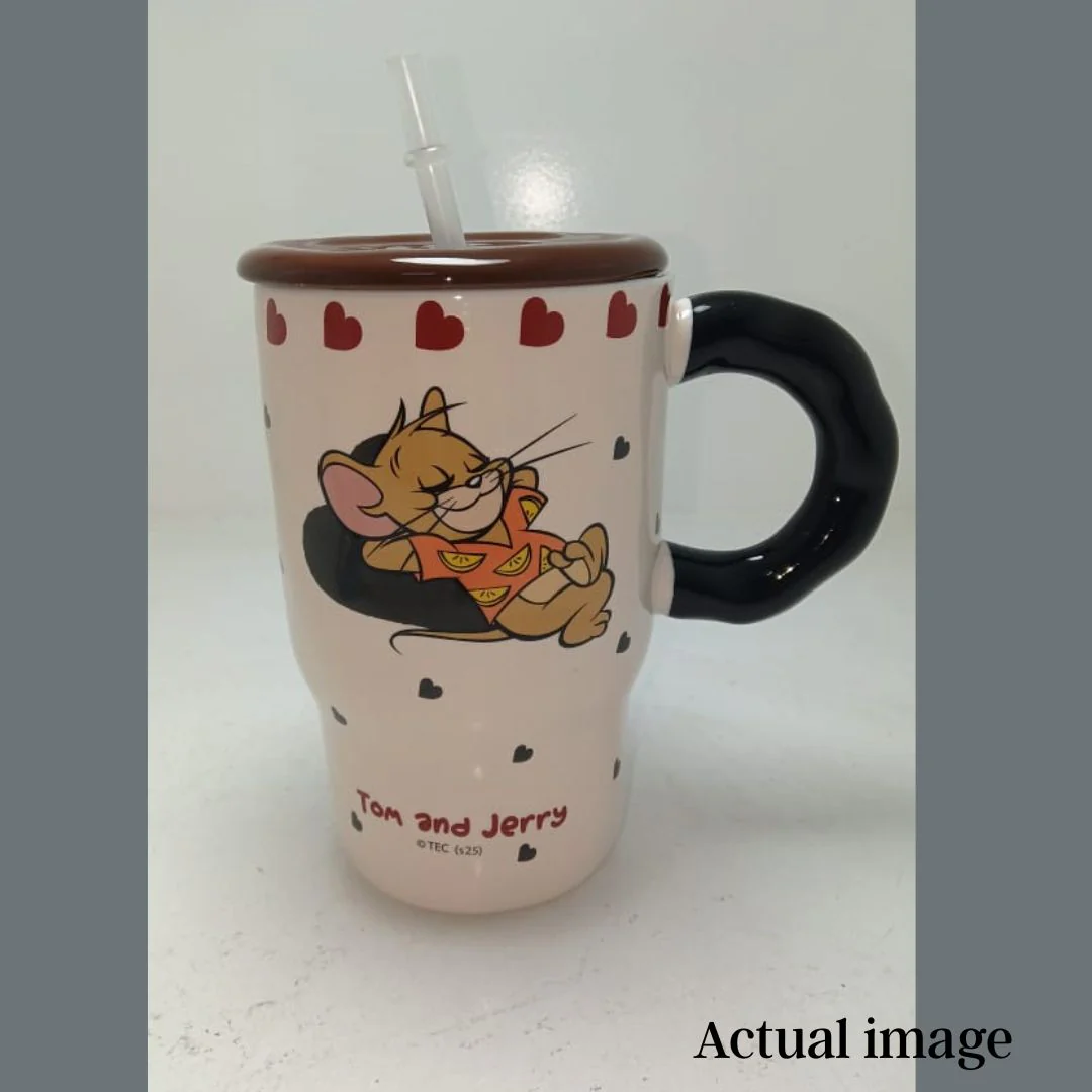 Tom And Jerry Ceramic Mug With Straw - Image 8