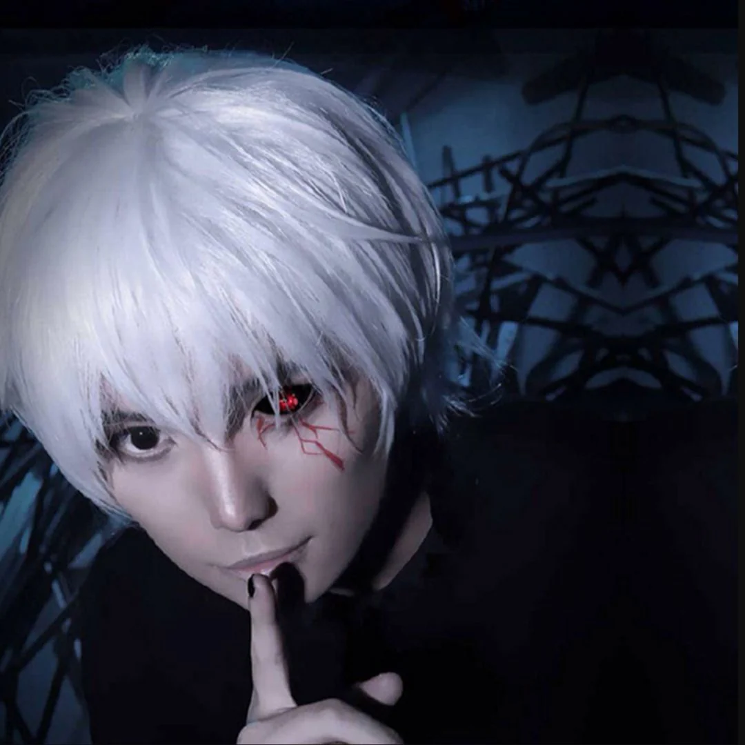 Demon Slayer Tokyo Ghoul Kaneki Ken Cosplay Wig – Silver White Anime Wig for Cosplay - Image 2