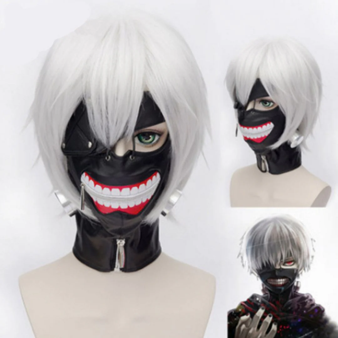 Demon Slayer Tokyo Ghoul Kaneki Ken Cosplay Wig – Silver White Anime Wig for Cosplay - Image 3