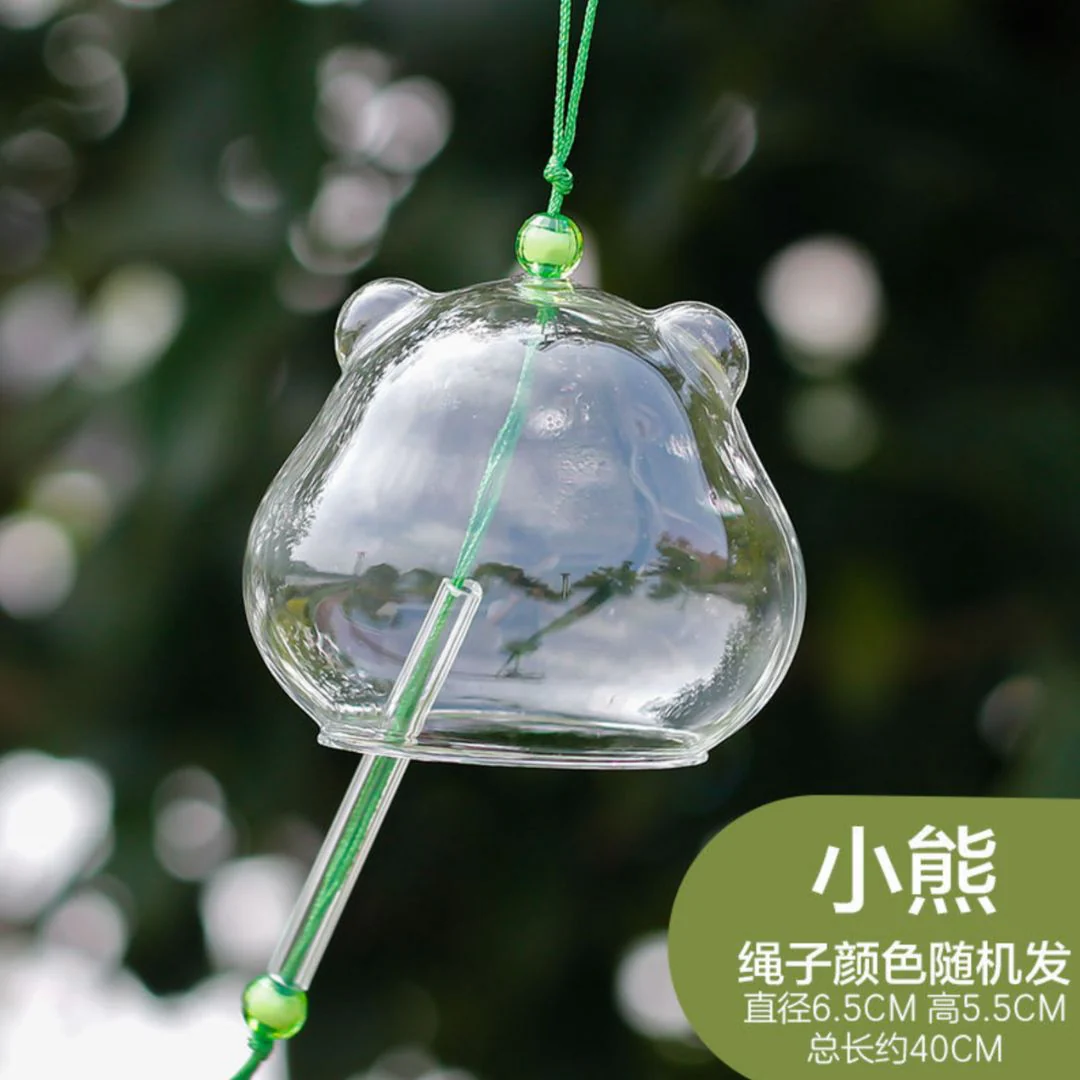 Teddy Bear Wind Chime | Transparent Glass Blessing Bell - Image 2