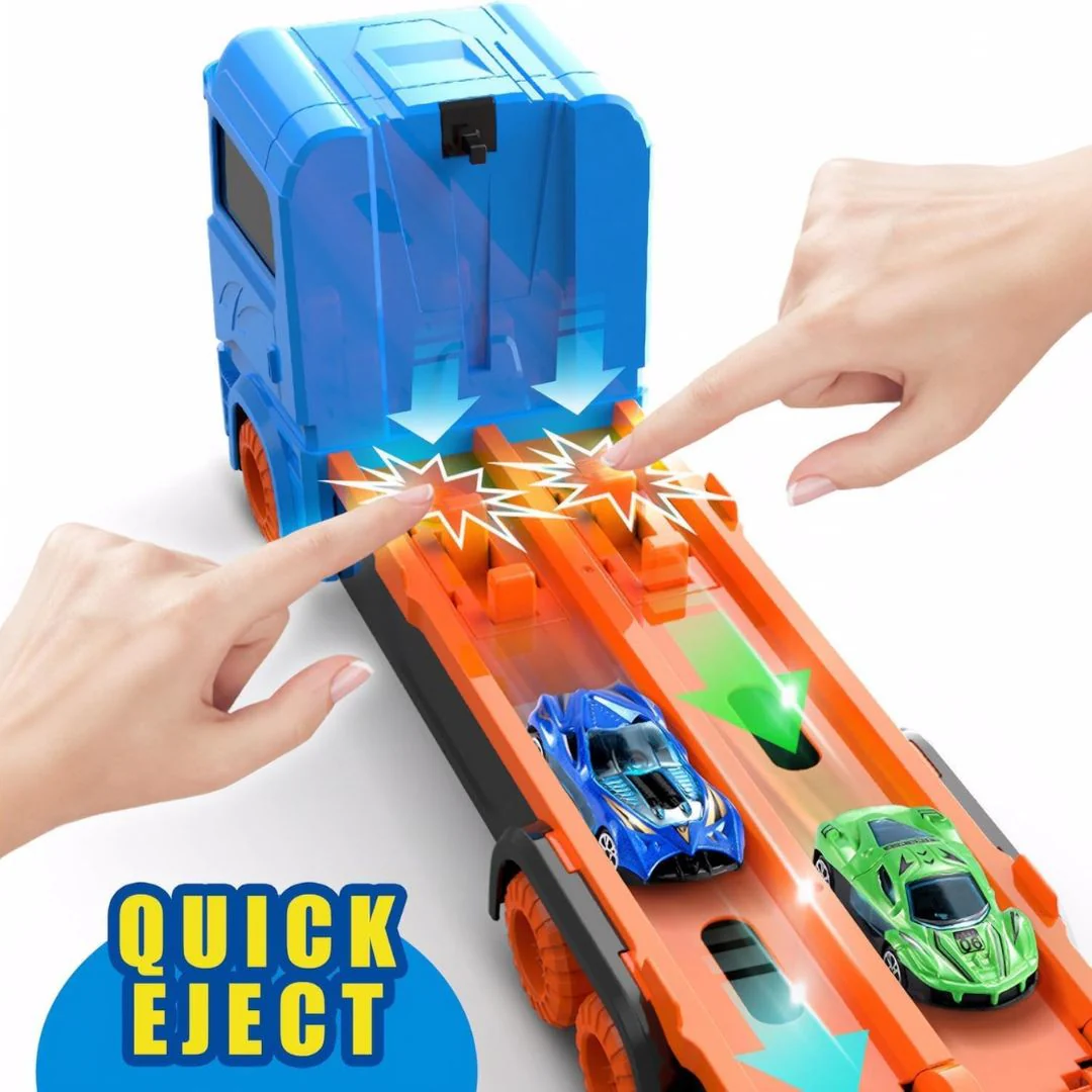 Transport Truck with 61-Inch Dual Race Track – Storage Carrier Playset - Image 3