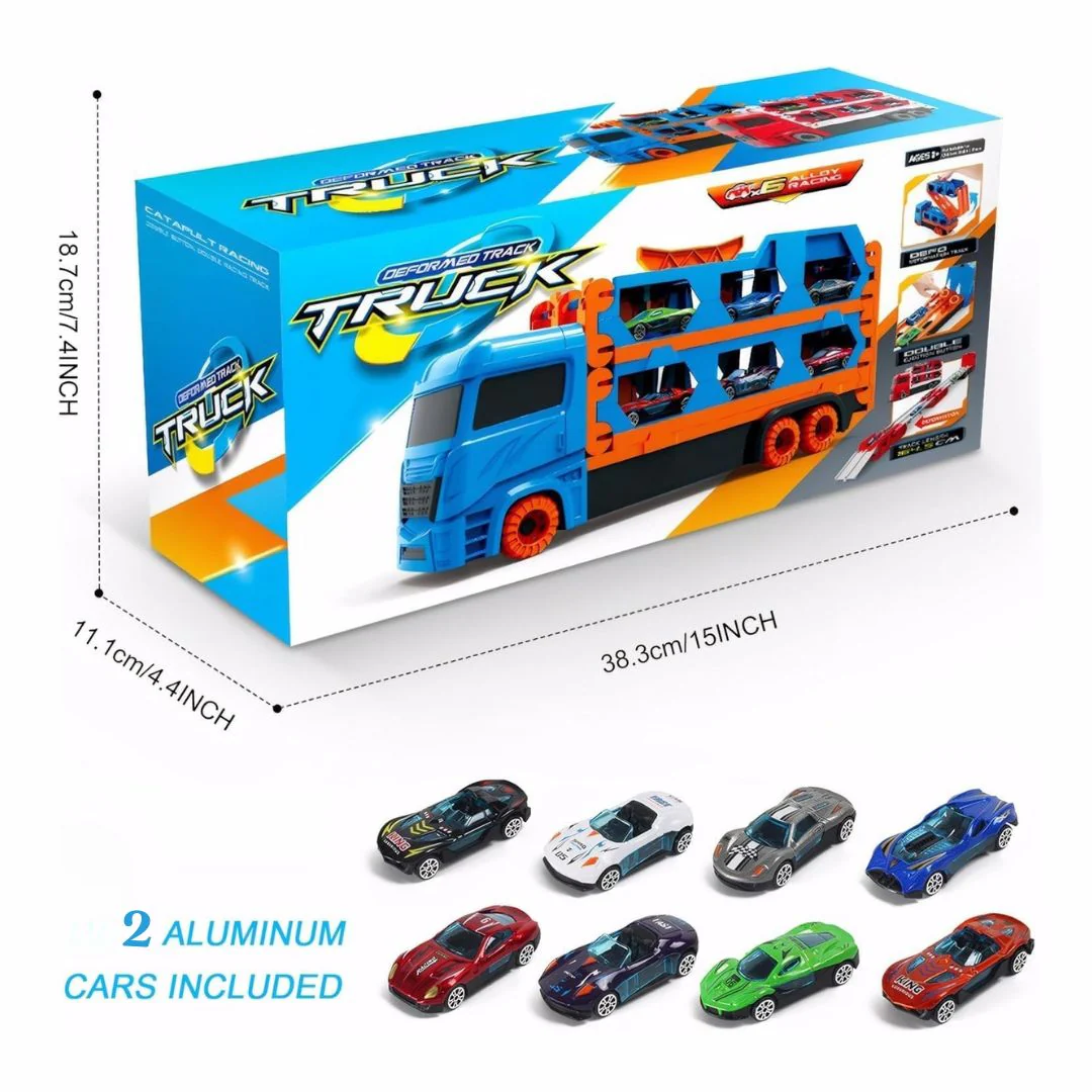 Transport Truck with 61-Inch Dual Race Track – Storage Carrier Playset - Image 4