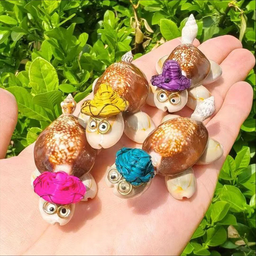 Handmade Seashell Turtle Fridge Magnet – Eco-Friendly Ocean Decor (Set of 2)