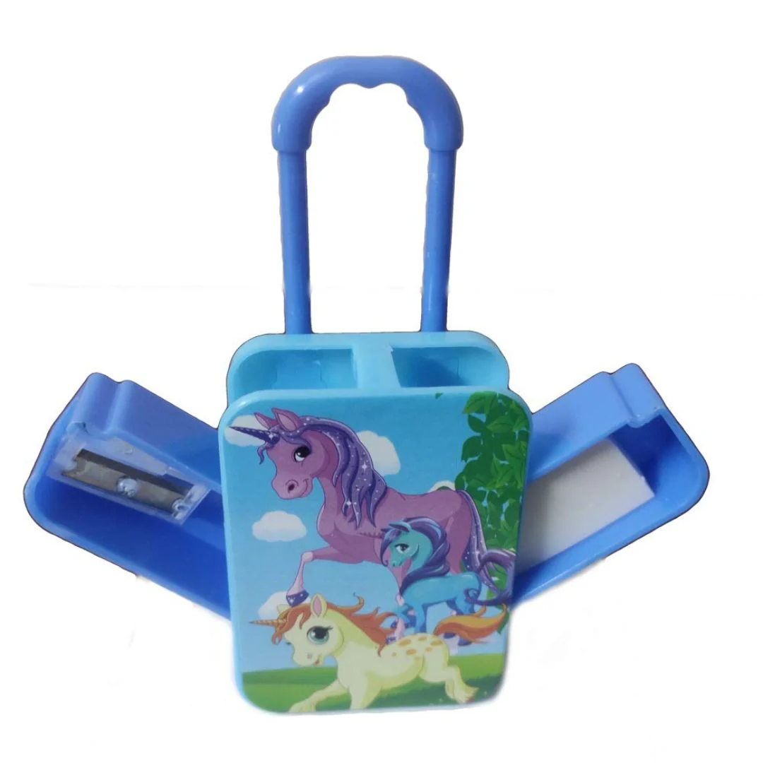 Unicorn Sharpener Eraser Suitcase | Pretty Trolley Bag Stationery for Kids - Image 4