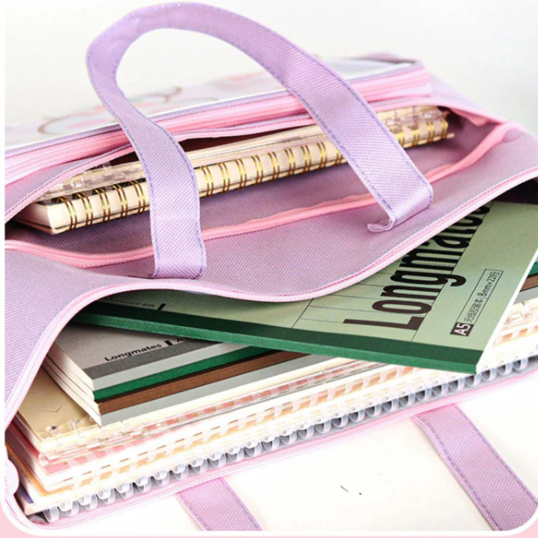 Unicorn Theme Tote Bag | Stylish Zipped Canvas Bag - Image 4