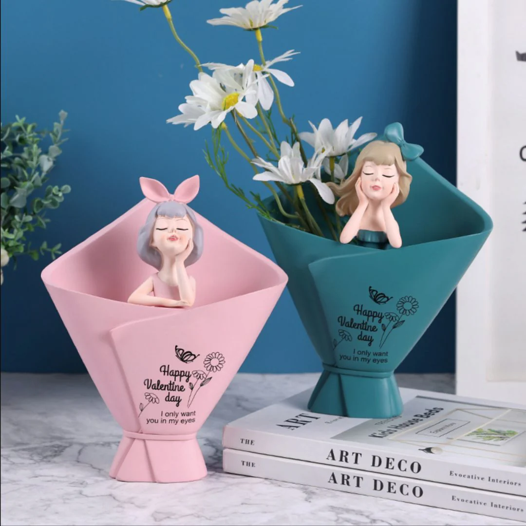 Valentine's Charm Flower Holder | Pretty Lady Flower Vase