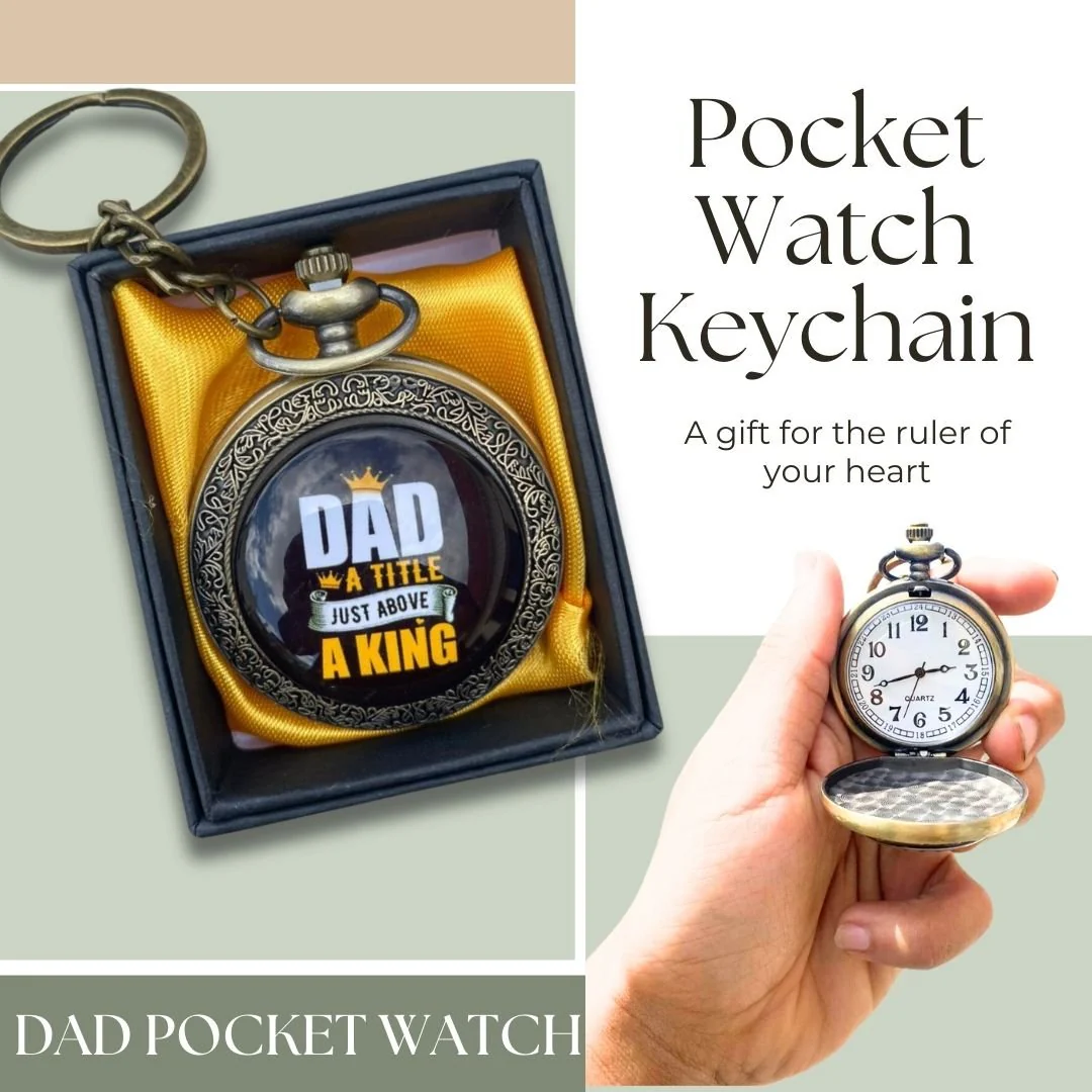 Vintage Pocket Watch Keychain for Dad | Timeless Gift for Father - Image 2