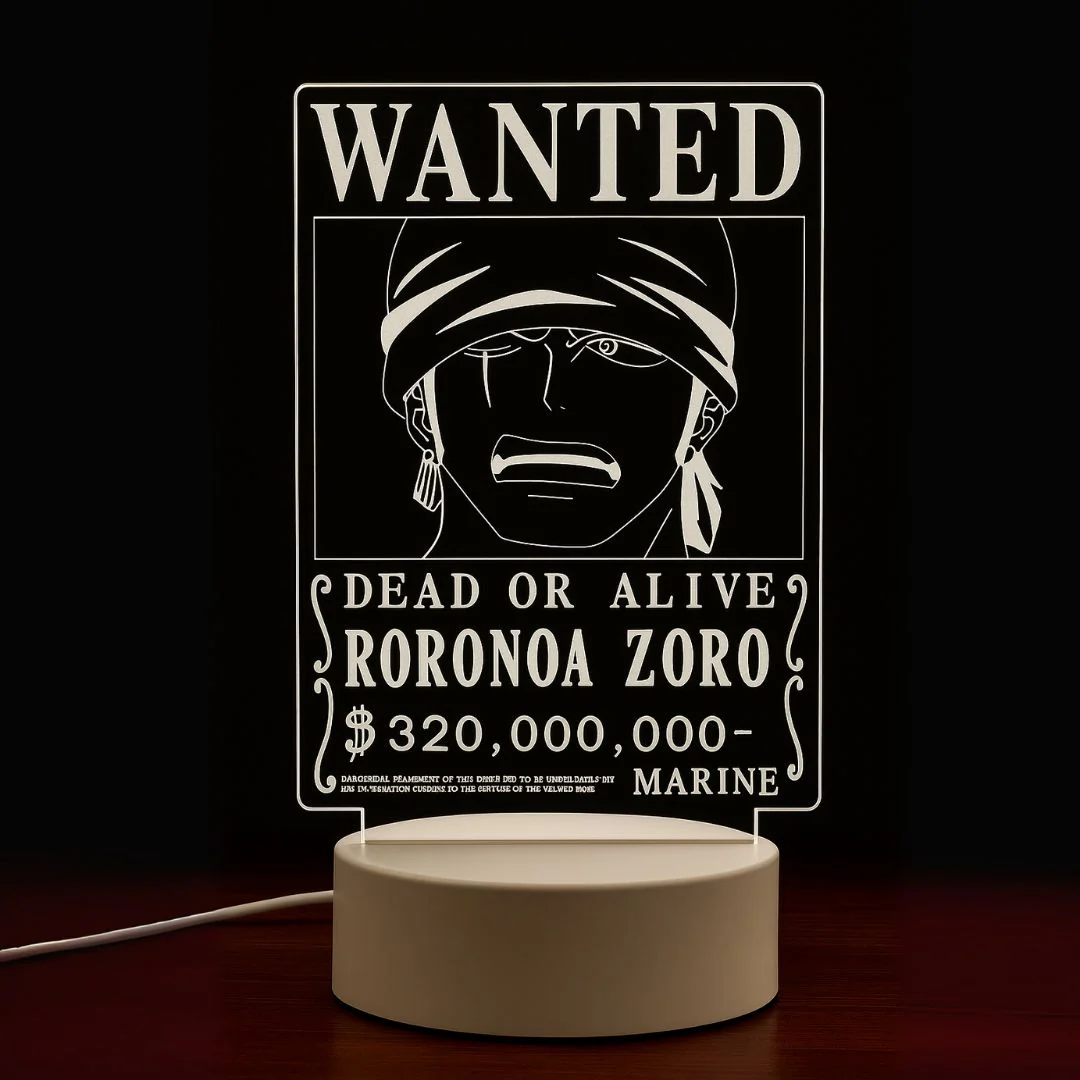 Wanted Poster Acrylic Lamp | One Piece Wanted Holographic Lamp