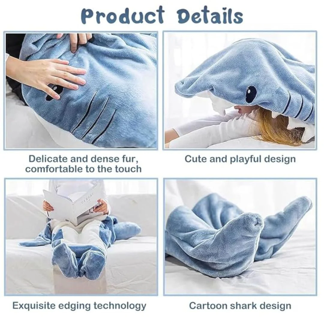 Wearable Shark Blanket – Ultra Soft Flannel Hoodie Onesie for Adults - Image 3