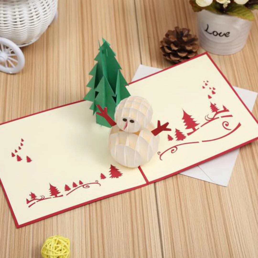 Winter Glory Greeting Card | 3D SnowMan Greeting Cards [Set of 2] - Image 2