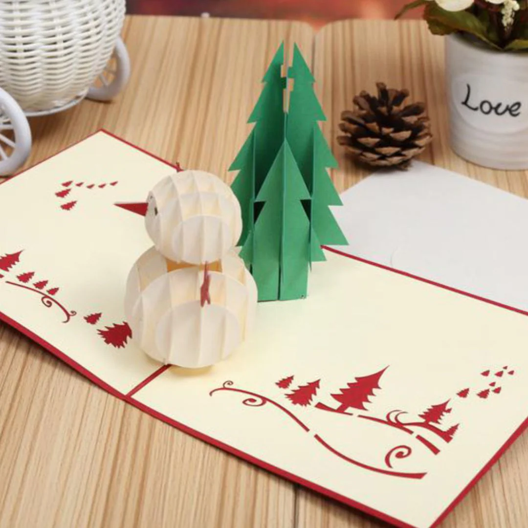 Winter Glory Greeting Card | 3D SnowMan Greeting Cards [Set of 2] - Image 3