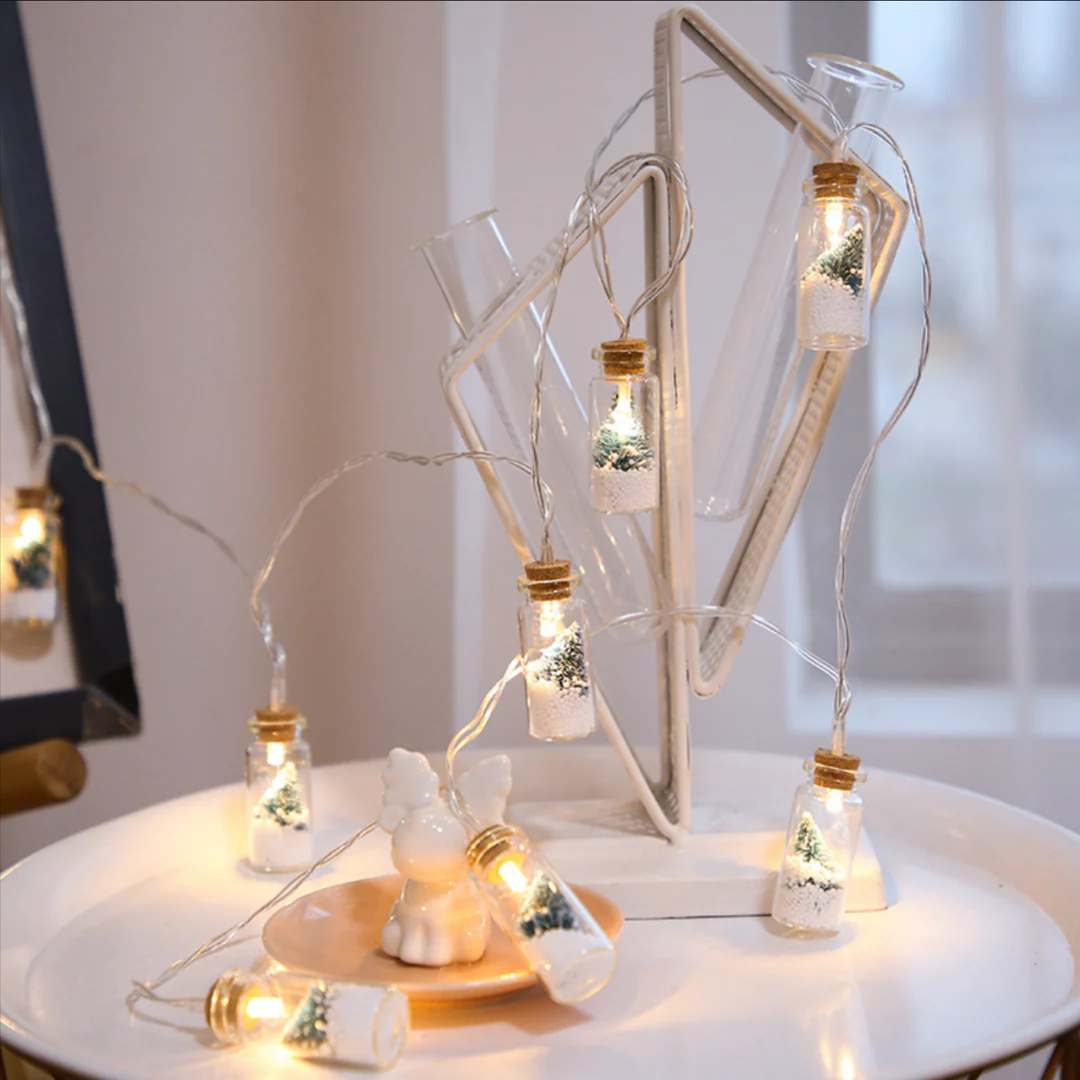 Wishing Bottle Christmas String Lights – Mini Snowy Jar LED Fairy Lights - Image 2