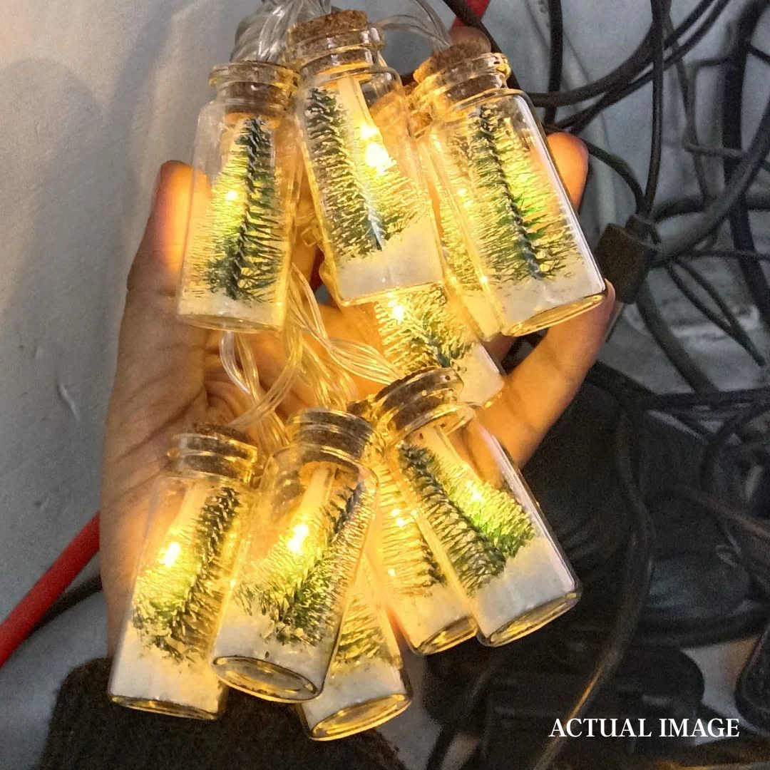 Wishing Bottle Christmas String Lights – Mini Snowy Jar LED Fairy Lights - Image 4