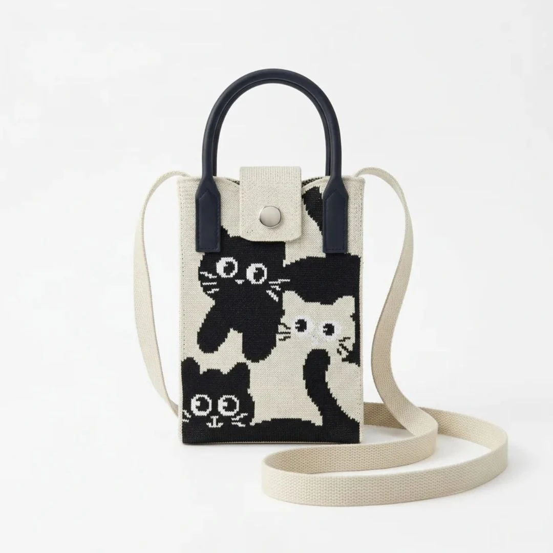 Woven Phone Holder Tote With Shoulder Strap For Women - Image 7
