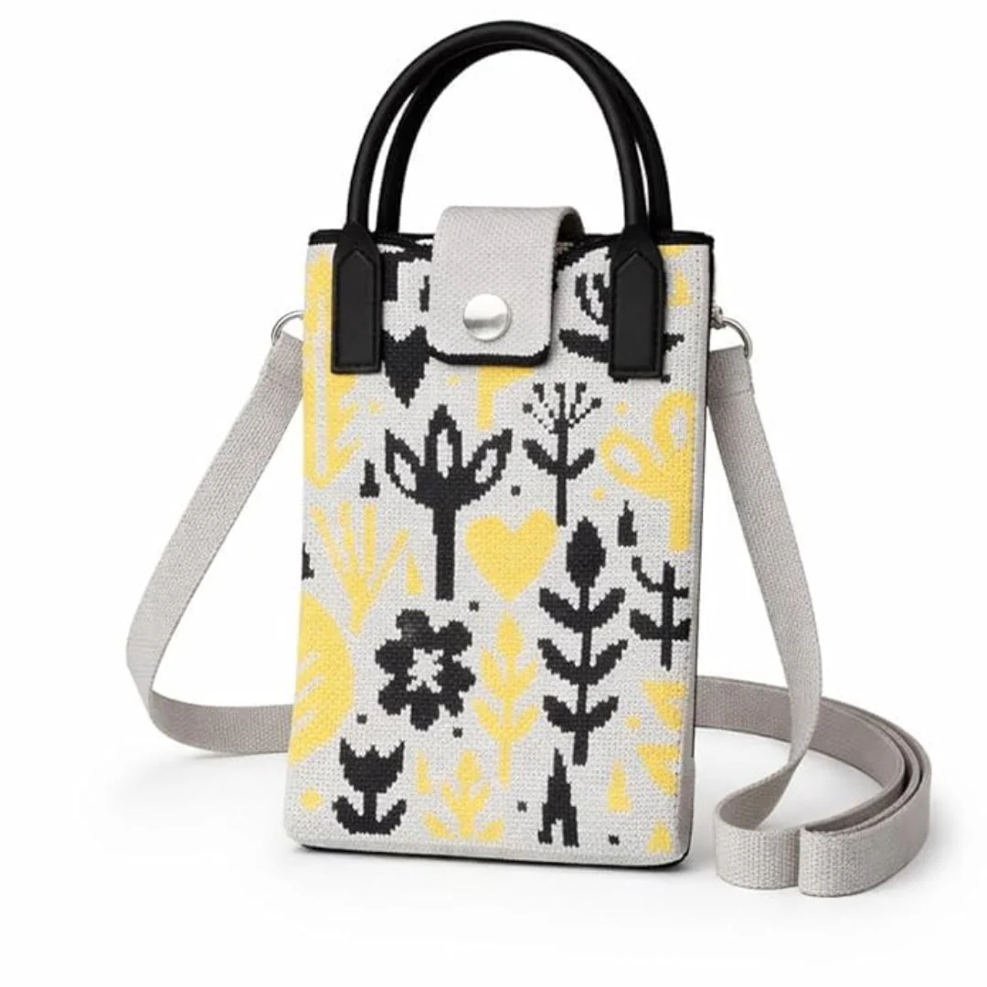 Woven Phone Holder Tote With Shoulder Strap For Women - Image 9