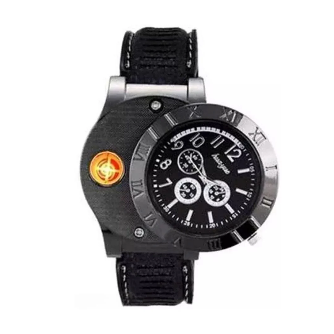 Wrist Watch Windproof Lighter | Stylish USB Chargeable Flameless Lighter Watch - Image 3