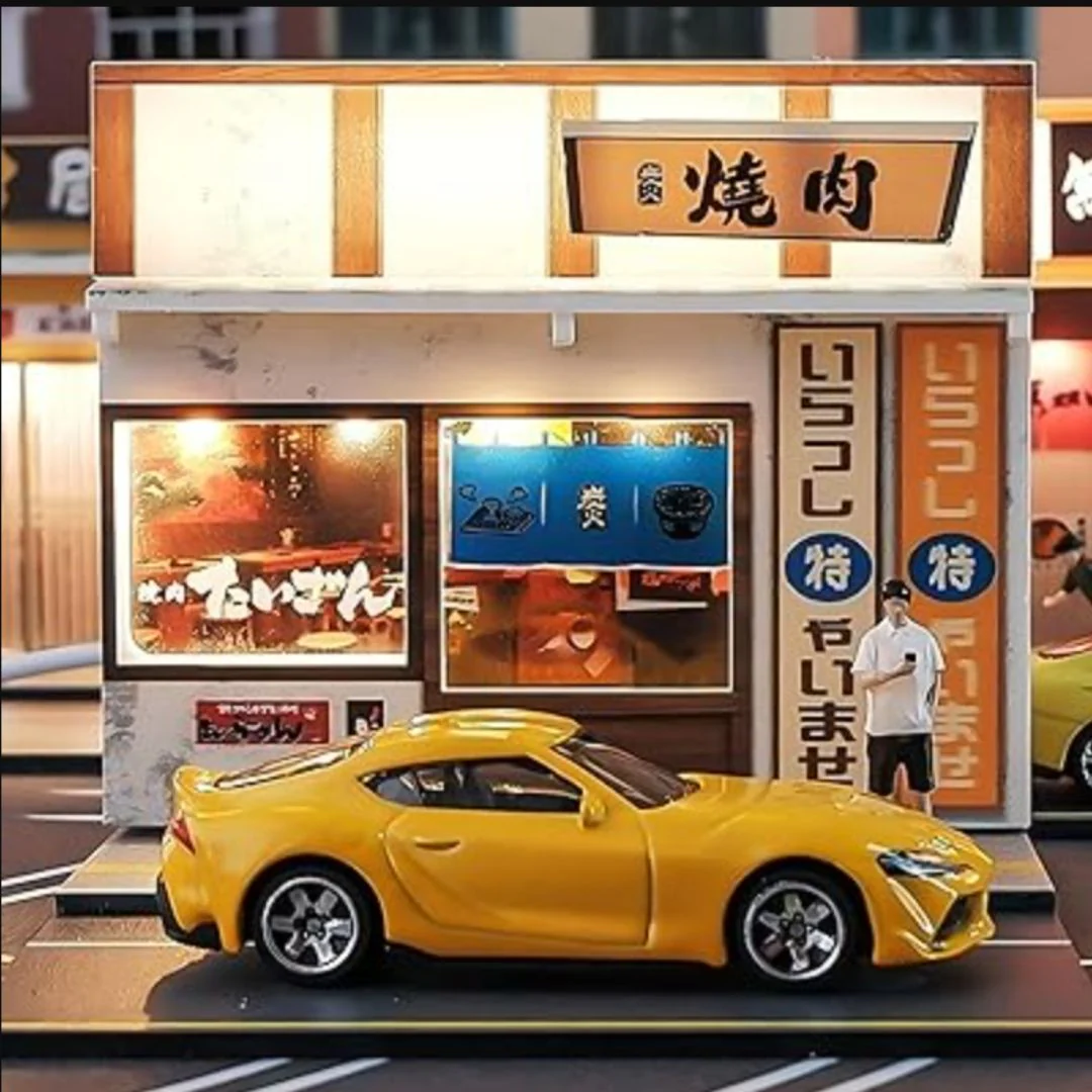 Japanese Street Yakiniku Shop Diorama | 1:64 Scale Display Case - Image 2
