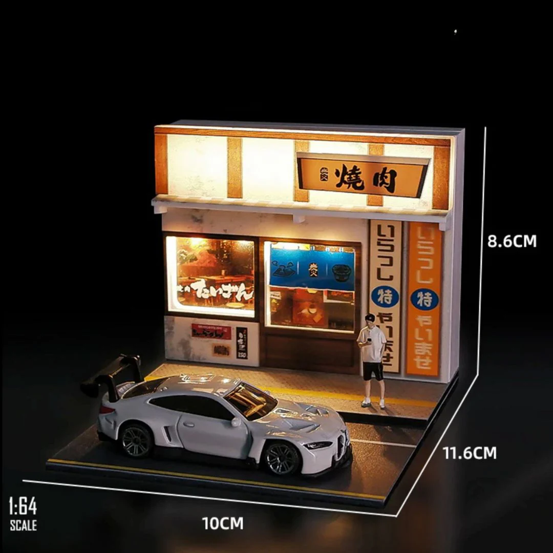 Japanese Street Yakiniku Shop Diorama | 1:64 Scale Display Case - Image 3